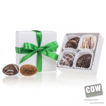 Afbeelding van relatiegeschenk:White XS met chocolade paaseitjes Chocolade paaseitjes