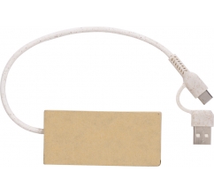 Aluminium en gerecycled papier USB-hub Paulo bedrukken